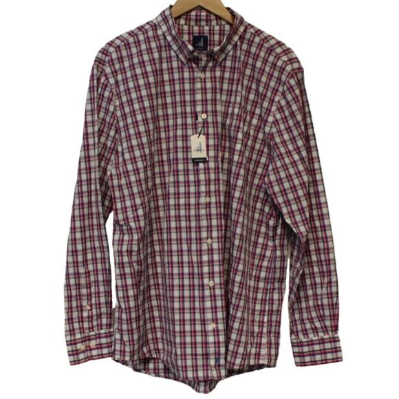 Johnnie O Button Up Shirt Men's XL Lionel Caliente Pink Check Plaid NWT $135 - Picture 1 of 4